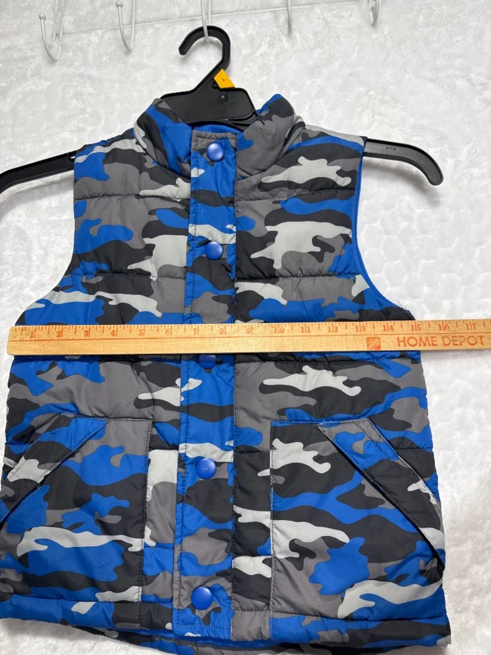 Gymboree Boys Blue gray Camouflage Puffer Vest Jacket w/Pockets Size Small 5-6